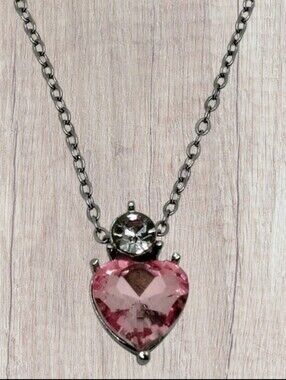 Pink Heart Gemstone Pendant Necklace Womens